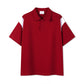 Double Yarn Plain Color Matching Polo Shirt