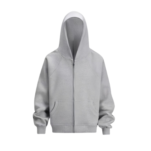 550g Double Zipper Sweatshirt Hooded Jacket With Raglan Sleeves