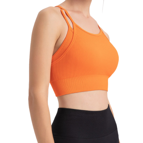 Spaghetti Straps Fake Two Piece Sports Bra Yoga Fitness Tank Top