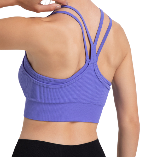 Spaghetti Straps Fake Two Piece Sports Bra Yoga Fitness Tank Top